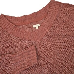 Anthropologie Pilcro Slouchy V-Neck Sweater Dusty Rose‎ Size Large Oversized
